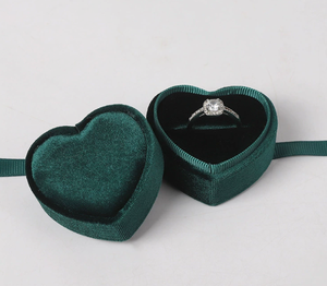 Simple Heart Shaped Velvet <b>Ring</b> <b>Box</b> with Soft Lining for Engagement and Daily Use - Product Image 3