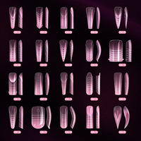 150 Moules à Ongles Roses Double Usage Français Carré Stiletto en Plastique pour Extension Rapide de Gel – Fournitures de Manucure DIY