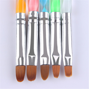 Double Head Nylon Nail Art Brush Spiral Handle Crimped Ferrule Flower Dotting Needle Pen for Gel Design - Product Image 3