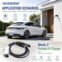 Cargador de Alta Tecnología J1772 Modo 2, 16A 240V Ajustable 6A 8A 10A 13A 16A, Más de 190 Patentes, Fabricante OEM, América del Norte