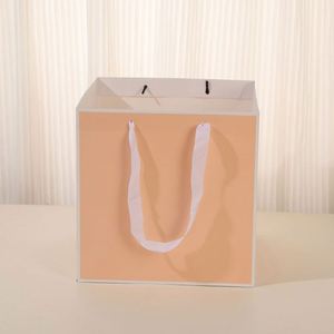 Sacs en papier kraft blanc et brun personnalisés avec logo, vente en gros, pour cadeaux, shopping, promotionnels - Product Image 2