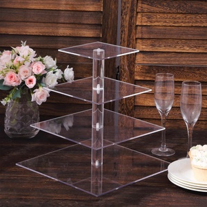 Nouveau support à gâteau moderne à étages en acrylique transparent Tide Custom pour la présentation de desserts, cupcakes, pâtisseries et bonbons - Product Image 2