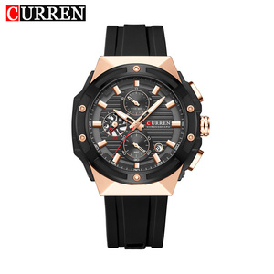 8462 CURREN Men's Fashion <b>Coin</b> Quartz Watch Alloy <b>Case</b> Silicone Band Luminous Dial Water Resistant - Product Image 1