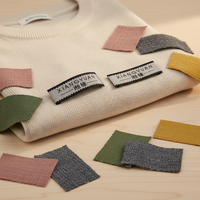 Étiquette de col de vêtement rectangulaire en polyester brodé, durable, imperméable et écologique, personnalisée, marque Fangnian, fabriquée à Guangdong