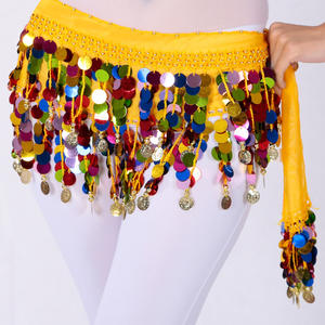 Bohemia estilo multicolorido espumante lantejoula franja envoltório cintura saia quadril cachecol para dança do ventre desempenho cinto cadeia acessório - Product Image 5