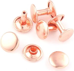 Rivets à double capuchon en or rose, boutons métalliques ronds, rivets rapides, clous pour sacs à main, chaussures, ceintures, artisanat du cuir, kit de bricolage - Product Image 4