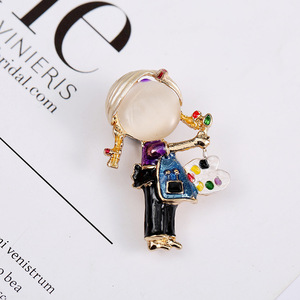 Broche de liga de desenho criativo, broche de personagem de desenho animado, melancia fofa comendo, desenho de pintor para meninas - Product Image 2