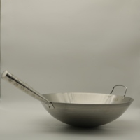 Wok de Acero Inoxidable con Asa Única, Grado Comercial, Superficie Electropulida, Varios Tamaños, Diseño Moderno, para Saltear y Freír Profundamente, Estilo Asiático