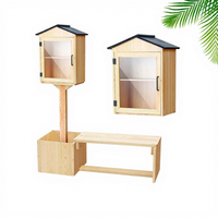 Meuble de rangement extérieur en bois massif avec clôture végétale, design moderne et simple, à 2 niveaux, pour lettres, pots de fleurs et boîte aux lettres