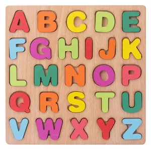 Деревянная доска-головоломка Монтессори для детей, развивающие Обучающие игрушки, алфавит, буквы и цифры ABC, малыш, английский язык