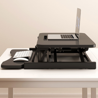 Convertisseur de bureau 32 pouces réglable en hauteur pour poste de travail double écran avec plateau clavier large (noir)