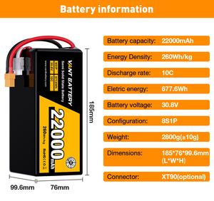 エネルギー密度260wh/kg リポバッテリー 30.8V 10/18/22/28/30/39/36/33Ah 8S HV セミソリッドタイプ 空撮・産業用ドローン向け - Product Image 4