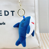 JAMELIN Porte-clés sac à dos requin de simulation 10 cm, jouet en peluche requin, pendentif porte-clés animal marin, pour machine à grue