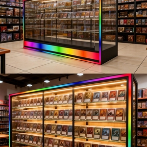 Vitrine d'exposition TCG pour salon professionnel, vitrine en verre trempé sur mesure avec éclairage LED couleur, présentoir pour produits de boutique de tabac - Product Image 5