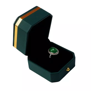 Green octagonal PU Leather Jewelry Gift Box High-end Ring box