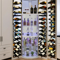 Élégant meuble à vin avec éclairage 1702, finition laquée piano, panneaux de haute densité, verre de qualité supérieure, casier à vin