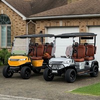 Voiturette de golf électrique de luxe, buggy utilitaire 4 places personnalisable tout-terrain pour parcours de golf et stationnement de complexe hôtelier