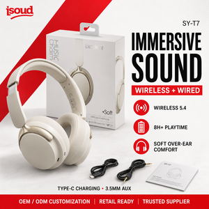 2026 Nieuw Model voor 5.4 Over-Ear <span class=keywords><strong>Headset</strong></span> Zware Bass 360 Surround Sound Actieve Ruisonderdrukking Aanpassingsmogelijkheden Oordopjes - Product Image 1