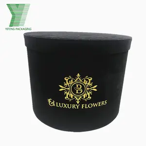 Çin üretimi tatil lüks hediye yuvarlak kadife şapka kutusu ambalaj toptan/kağıt gül kutusu/kadife çiçek hediye kutusu