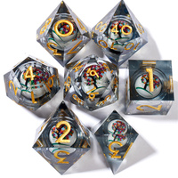 Cat 7-piece set Rpg resin set longan dice, Dnd role-playing hadiah permainan tabletop resin set dadu Dnd