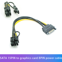 15 pines SATA macho a 8 pines (6 + 2 pines) PCI-Express hembra tarjeta de vídeo Cable adaptador de corriente 20cm para tarjeta gráfica