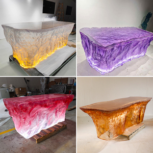 <strong>Square</strong> Resin <strong>Bar</strong> <strong>Table</strong> and Chairs with Modern Clear Resin Design Eco-Friendly and Durable 6-Seater for Hotel Use - Product Image 2