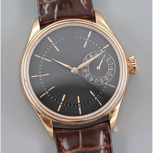 Montre automatique mécanique minimaliste unisexe en acier 904L, lunette dorée, cadran noir, bracelet en cuir en acier inoxydable, mouvement ETA, 41 mm - Product Image 2