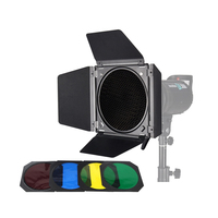 Reflector de Cuatro Hojas con Montura Bowens, Rejilla de Nido de Abeja y 4 Filtros de Gel de Colores para Reflector Estándar de 7 Pulgadas