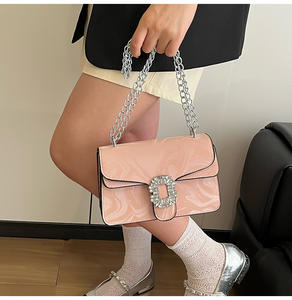 厂家直销时尚链条镶嵌钻石时尚单肩包简约休闲多功能女式小方包 - Product Image 2