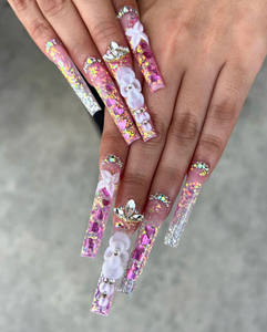 Diamants brillants, clips à <span class=keywords><strong>ongles</strong></span> de luxe, 3D, cercueil épais, presse sur les <span class=keywords><strong>ongles</strong></span> - Product Image 3