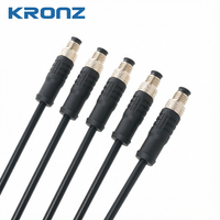 Prise d'alimentation industrielle KRONZ M8 à 3 broches, codée A, étanche IP67, avec câble de capteur en PVC pré-moulé de 1 m pour systèmes industriels et d'automatisation