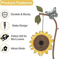 Mangeoire à oiseaux en fer thermolaqué robuste et réglable, écologique, design vintage traditionnel tournesol pour jardin