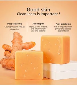 OEM <span class=keywords><strong>Natural</strong></span> orgánico cúrcuma Jabón hecho a mano Jengibre Cúrcuma Blanqueamiento Anti-Acné Hidratante Jabón de limpieza para la piel - Product Image 3