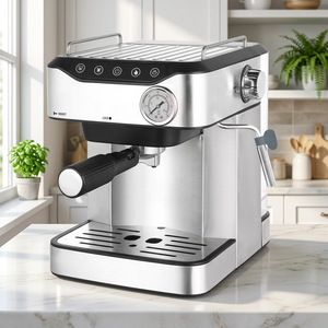 Cafetera Espresso Semiautomática de 15 Bares de Presión, Tanque de Agua de Acero Inoxidable, Cafetera Eléctrica de 1350W con Sistema de Agua Caliente - Product Image 1