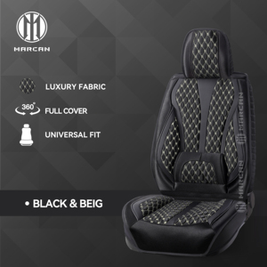 Marcan Housse de siège de voiture en cuir de luxe imperméable et anti-taches, universelle, noire, pour voiture - Product Image 3