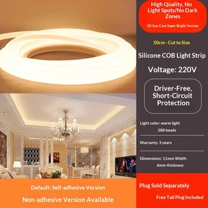 Lampu <span class=keywords><strong>LED</strong></span> <span class=keywords><strong>Strip</strong></span> 220V IP65 Tahan Air Luar Ruangan Perekat Diri Lampu Linear Rumah Ruang Tamu Plafon Proyek COB Silikon Lembut - Product Image 6