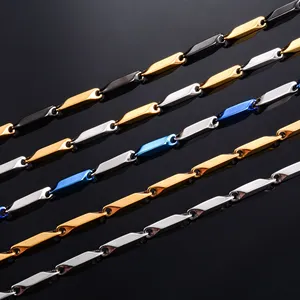 Collier ras du cou en acier inoxydable de 2,5 mm/3 mm de large, maillons en forme de barre, style bambou, pour femmes et hommes, accessoires de bijoux en métal tendance rock - Product Image 2