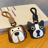 Porte-clés créatif en cuir pour animaux de compagnie, pendentif mignon de bouledogue de dessin animé, accessoires amusants pour clés de voiture et breloques de sac, cadeau unique pour les amoureux des chiens