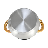 Ensemble de 6 ustensiles de cuisine en acier inoxydable, design minimaliste en verre, fond à induction, finition polie miroir, poignées dorées pour la maison et les restaurants