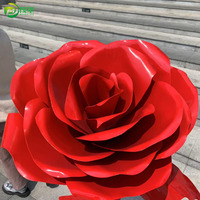 Sculpture florale moderne de luxe en acier inoxydable OEM ODM, fleurs rouges et jaunes, artisanat, décoration intérieure, peinte, suspendue, imperméable