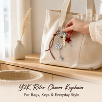 Porte-clés Y2K fait main avec breloques mixtes, breloque de sac, porte-clés rétro perlé, mousqueton, accessoire de sac à main, cadeau pour femmes et filles