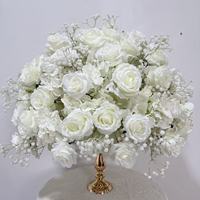 Boule de fleurs artificielles en rose, centre de table en soie rose, arrangement floral pour mariage, banquet, fête, décoration de table