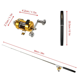 2020 Outdoor Mini Portable Pocket <strong>Pen</strong> Fish <strong>Rod</strong>, Aluminum Alloy Shell GFRP Inner Pole <strong>Pen</strong> <strong>Fishing</strong> <strong>Rod</strong> - Product Image 3