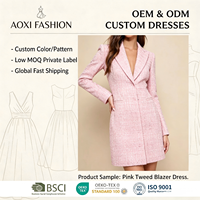 Robe mini blazer sans manches en tweed tissé de haute qualité pour femme, éco-responsable, boutonnée, taille haute, formelle, pour le bureau, conception sur mesure