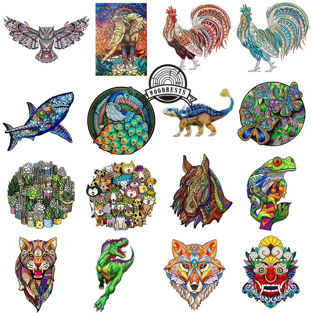 Magic Wood Jigsaw Puzzle Animal Unique Shape Premium Creative Gift Wood Puzzle Game Collection for Adults