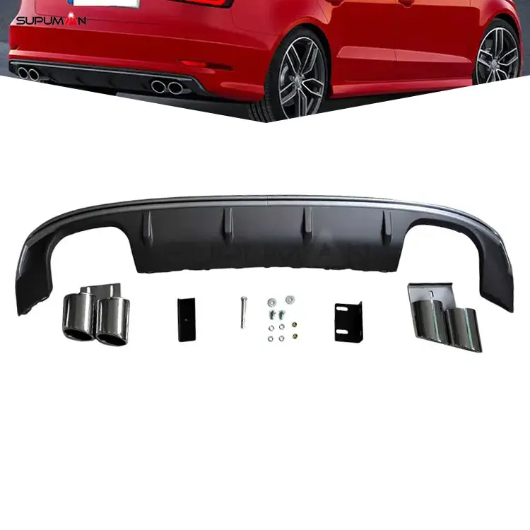 Kit de pare-chocs arrière SPM pour audi a3 kit de carrosserie diffuseur de pare-chocs arrière accessoires de style s3 2013-2016 plastique couleur matériau origine