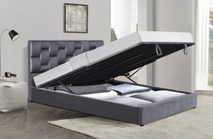 <span class=keywords><strong>Cama</strong></span> Tapizada Anab 160x200 <span class=keywords><strong>Cama</strong></span> Doble - Gris - Product Image 3