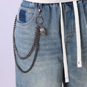 Double Layer Metal Waist <b>Chain</b> Skull Design Zinc Alloy Hip Hop Street Style Fashion Pants <b>Chain</b> For Men Daily Wear - Product Image 1