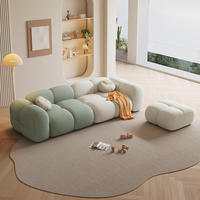 Ensemble de canapés modulaires en bois massif de style crème français pour petit appartement, canapé puf de luxe léger pour salon, éponge haute densité