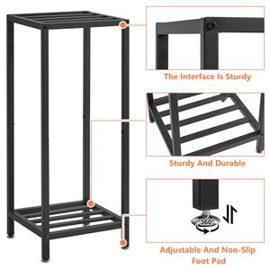 Support pour plantes en métal à <span class=keywords><strong>2</strong></span> niveaux de 30 pouces, étagère carrée en fer pour le salon, le patio, le balcon et le jardin. - Product Image 3